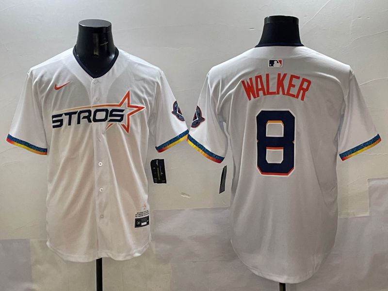 Men Houston Astros #8 Walker White Four generations Joint Name 2025 Nike MLB Jersey style 1